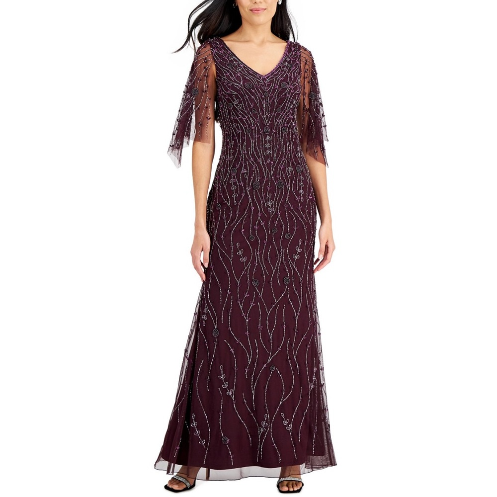 J Kara Burgundy Evening Gown - Size 6